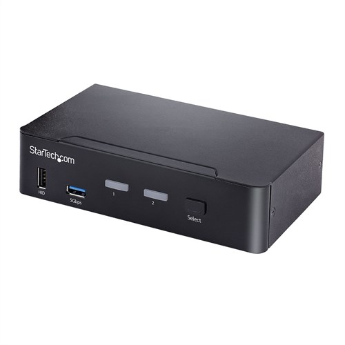 StarTech.com 2 Port USB C KVM Switch, DisplayPort KVM met 4K 60Hz UHD HDR Video, 3.5mm Audio, 4x USB HID en 2x USB A 3.2 Gen 1 5Gbps Hub, High-speed USB 3.0 Hub, Hot Key Schakeling, Thunderbolt 3/4 Co