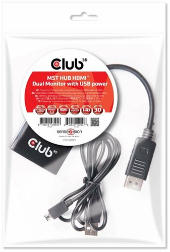 CLUB3D Multi Stream Transport Hub DisplayPort 1.2 to HDMI Dual Monitor-2