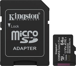 Kingston Technology 64GB microSDXC Canvas Select Plus Gen3 100MB/s A1 kaart + adapter