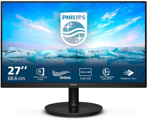 Philips V-line 271V8LAB - LED monitor - 27" - 1920 x 1080 Full HD (1080p) @ 100 Hz - VA - 250 cd/m² - 4000:1 - 4 ms - HDMI, VGA - speakers - textured black