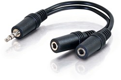 C2G Value Series 3.5mm Stereo Plug to 3.5mm Stereo Jack x2 Y-Cable audio kabel 0,15 m Zwart
