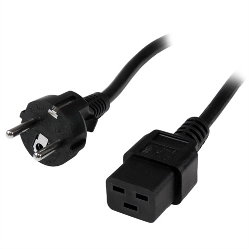 StarTech.com 2m Computer Stroomkabel, 16AWG, EU Schuko naar C19, 16A 250V, Zwart, AC Vervangkabel, Printer Voedingskabel, PC Power Supply Kabel, TV/Monitor Electriciteitssnoer, UL-Listed