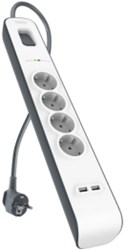 Belkin BSV401CA2M Overspanningsbeveiliging Zwart, Wit 4 AC-uitgang(en) 2 m