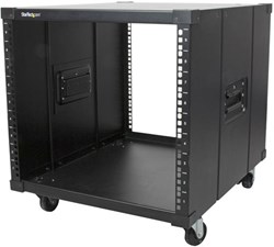 StarTech.com 4-Post 9U Mobiel Open Frame Server Rack, 19" Patchkast met Wielen en 4 Stijlen voor Thuis / Kantoor / Beperkte Ruimtes, Kleine Serverkast voor Computer / AV / Netwerk Apparatuur - TAA Com
