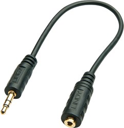 Lindy 35699 audio kabel 20 m 3.5mm 2.5mm Zwart