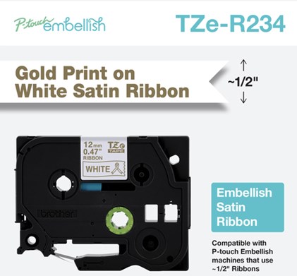 Brother TZE-R234 labelprinter-tape Goud op wit