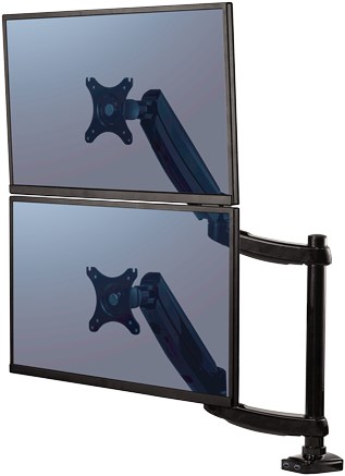 Fellowes Platinum Series dubbele verticale monitorarm - zwart