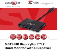 CLUB3D Multi Stream Transport Hub DisplayPort 1.2 Quad Monitor USB Powered-3
