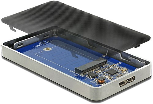 DeLOCK 42594 storage drive enclosure SSD enclosure Black, Silver M.2-2