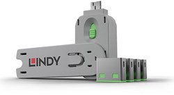 Lindy 40451 poortblokker Poortblokker + sleutel USB Type-A Groen Acrylonitrielbutadieenstyreen (ABS) 5 stuk(s)