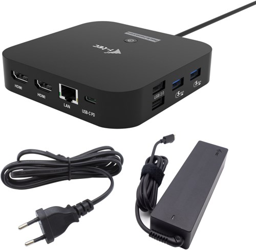 i-tec USB-C Dual HDMI Docking Station with Power Delivery 100 W + Universal Charger 100W