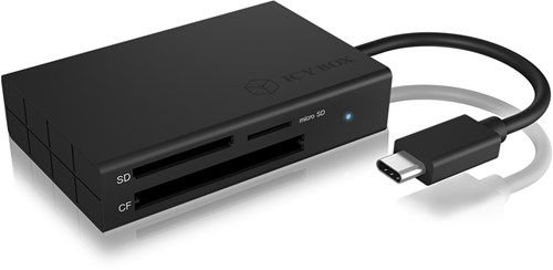 ICY BOX IB-CR401-C3 geheugenkaartlezer USB 3.2 Gen 1 (3.1 Gen 1) Type-C Zwart