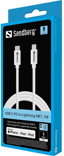 Sandberg USB-C PD to Lightning MFI, 1M Wit-2
