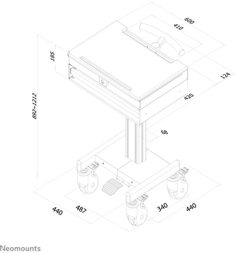 Neomounts MED-M100 Medisch mobiel werkstation -17" - gasveer - vergrendelbaar-3