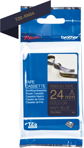 Brother TZE-RN54 labelprinter-tape Goud op navyblauw-2
