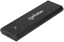 Manhattan M.2 NVMe SSD Enclosure, USB-C Female Connection, 10 Gbps (USB 3.2 Gen2 aka USB 3.1), UASP-compliant, SuperSpeed+ USB, Aluminum, Black, Three Year Warranty
