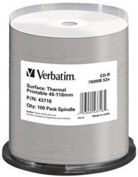 Verbatim CD-R Thermal Printable No ID Brand 700 MB 52x 100 stuk(s)