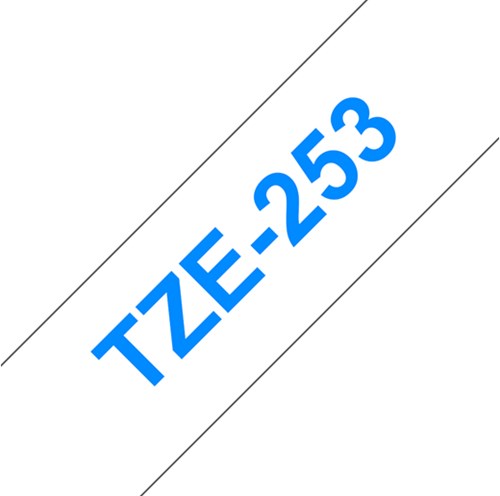 Brother TZE-253 labelprinter-tape Blauw op wit-2
