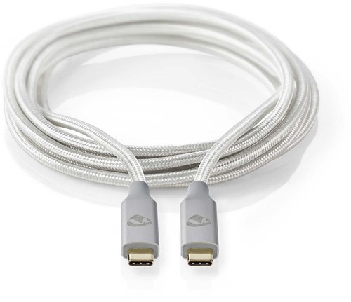 Nedis CCTB64020AL10 USB-kabel 1 m USB4 Gen 2x2 USB C Zilver