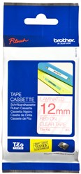 Brother TZE-132 labelprinter-tape Rood op transparant