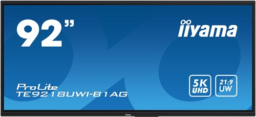 iiyama TE9218UWI-B1AG beeldkrant Interactief flatscreen 2,32 m (91.5") LED Wifi 500 cd/m² 5K Ultra HD Zwart Touchscreen Type processor Android 16/7