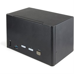 StarTech.com 2 Port Quad Monitor DisplayPort KVM Switch - 4K 60Hz UHD HDR - Desktop 4K DP 1.2 KVM met 2 Port USB 3.0 Hub (5Gbps) & 4x USB 2.0 HID Ports, Audio - Hotkey Switching - TAA
