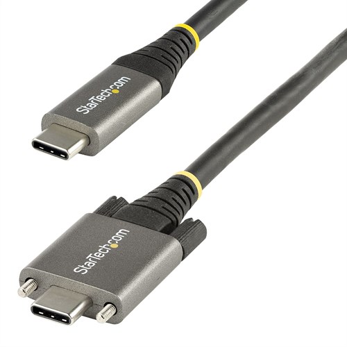 StarTech.com 50cm Vergrendelbare USB-C Kabel met Zijschroef, 10Gbps, USB 3.1/3.2 Gen 2 Type-C Kabel, 100W (5A) Power Delivery Charging, DP Alt Mode, Dual Screw Lock, USB-C Charge/Sync Kabel