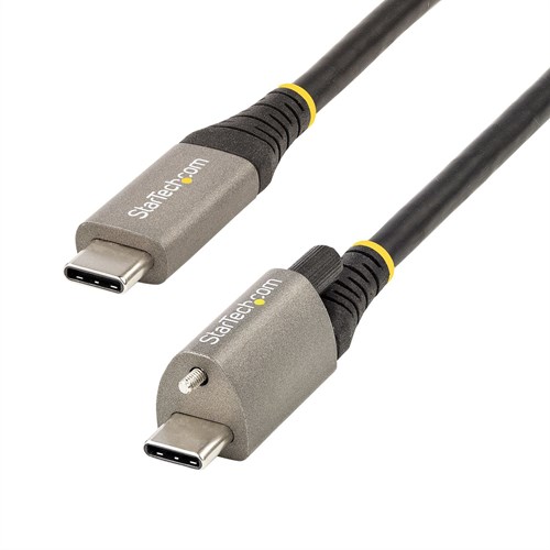 StarTech.com 1m Vergrendelbare USB-C Kabel met Topschroef, 10Gbps, USB 3.1/3.2 Gen 2 Type-C Kabel, 100W (5A) Power Delivery Charging, DP Alt Mode, Single Screw Lock, USB-C Charge/Sync Kabel