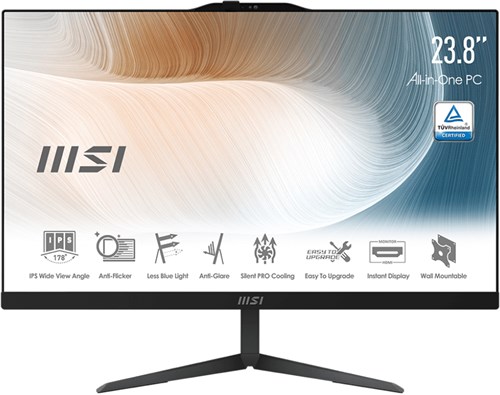MSI Modern AM242 11M-860EU Intel® Core™ i5 i5-1135G7 60,5 cm (23.8") 1920 x 1080 Pixels 8 GB DDR4-SDRAM 512 GB SSD Alles-in-één-pc Windows 11 Home Wi-Fi 6 (802.11ax) Zwart
