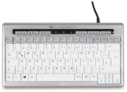 BakkerElkhuizen S-board 840 toetsenbord Kantoor USB QWERTZ Duits Licht Grijs, Wit
