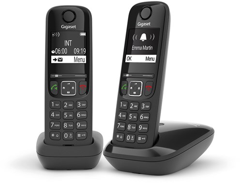 Gigaset AS690 Duo Analoge-/DECT-telefoon Nummerherkenning Zwart