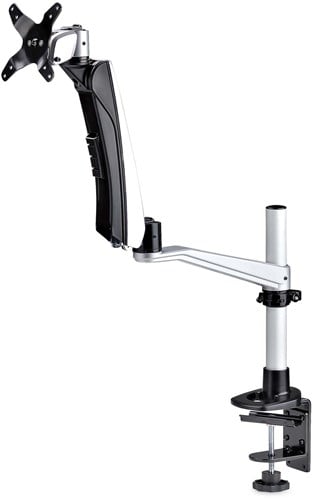 StarTech.com Single Monitor Arm voor Bureau, 27in 16:9 of 30in 21:9 Ultrawide Schermen, VESA 75x75/100x100, Instelling zonder Gereedschap, C-klem/Doorvoertule, Arm met Veermechanisme