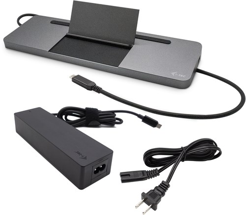 i-tec Metal SB-C Ergonomic 4K 3x Display Docking Station with Power Delivery 85 W + Universal Charger 100 W